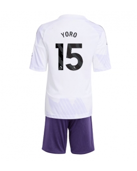 Billige Fotballdrakt Manchester United Leny Yoro #15 Replika Bortedraktsett Barn 2025-26 Kortermet (med bukser)